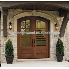 Puerta de vidrio de entrada Puerta de madera maciza Puerta de madera tallada exterior